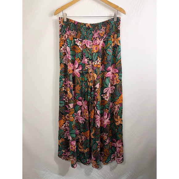Vince Camuto Pants - Vince Camuto Pants Womens L Multicolor Floral Tropical Wide Leg Smocked Rayon